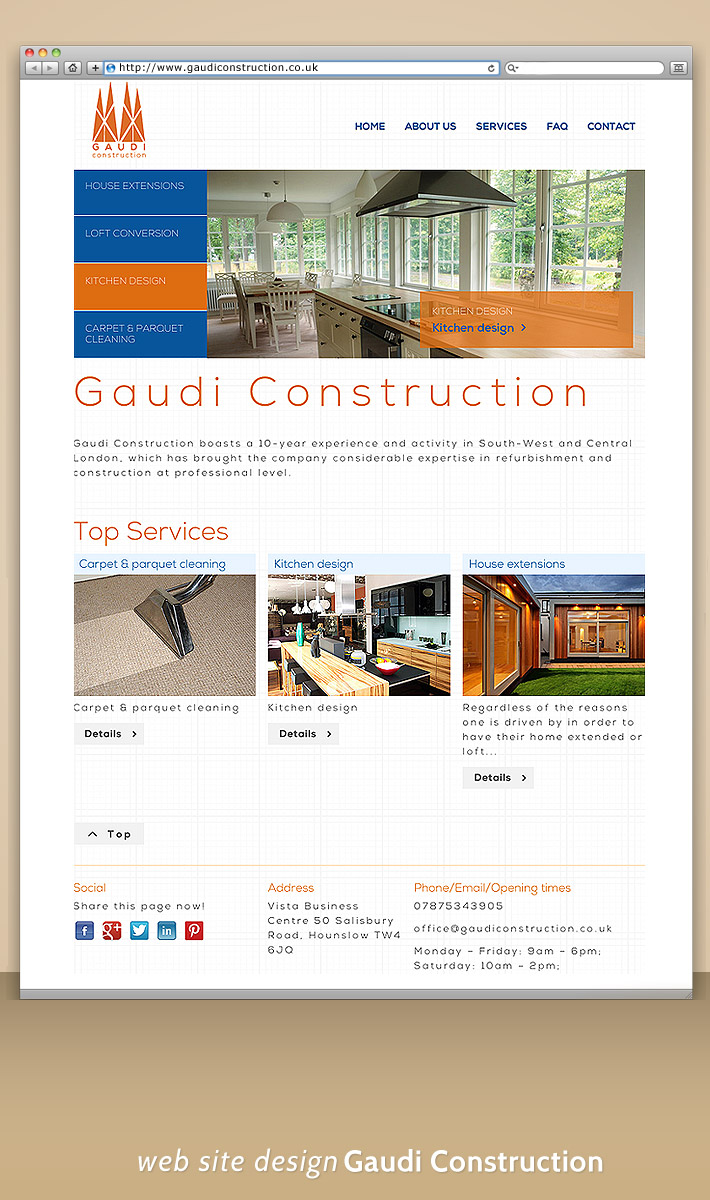 Gaudi Construction Firm - web design - mobile 