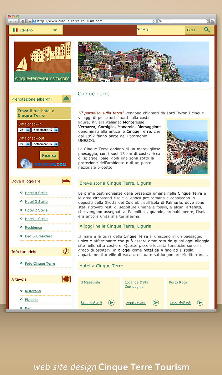 Portal turistic online despre Cinque Terre - Italia